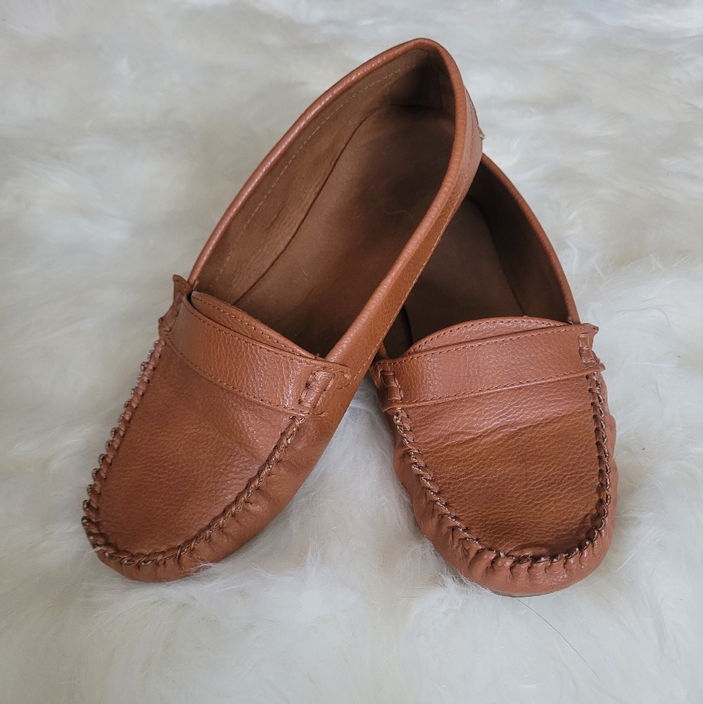 Camel leather loafers